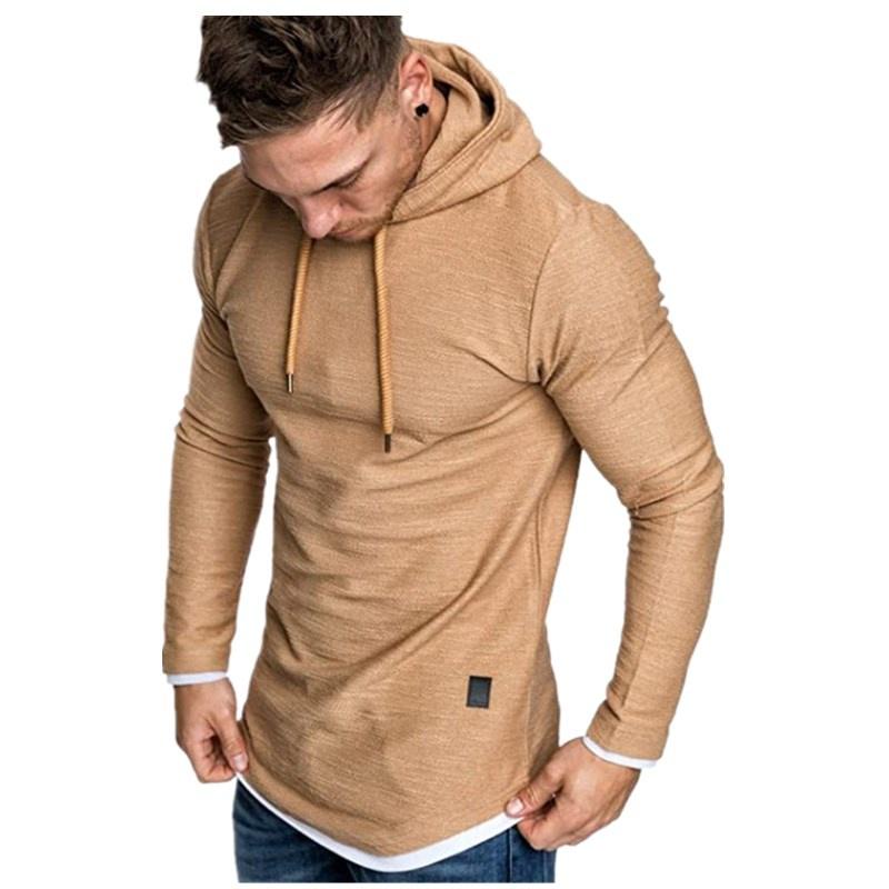 

2024 Осень и зима Новая мужская мода сшитая футболка с длинными рукавами Мужская европейская кодовая кофта с капюшоном Мужская футболка M хаки