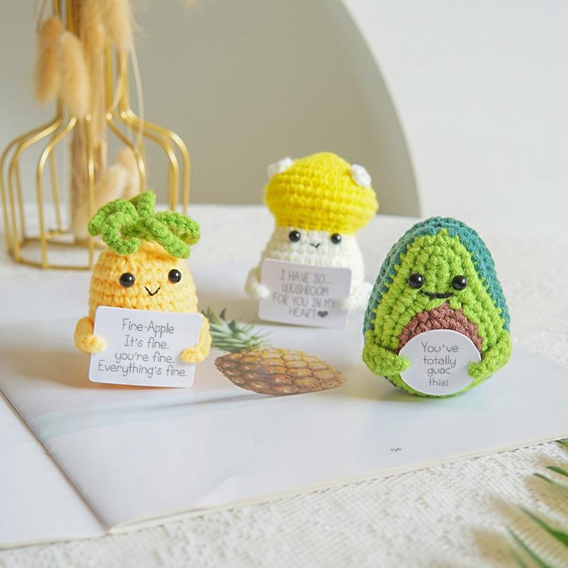 Crochet Energy Potato Hug Pocket Mini Hand-woven Plush Wool Knitting Doll with Card Funny Christams Gift Home Car Decoration