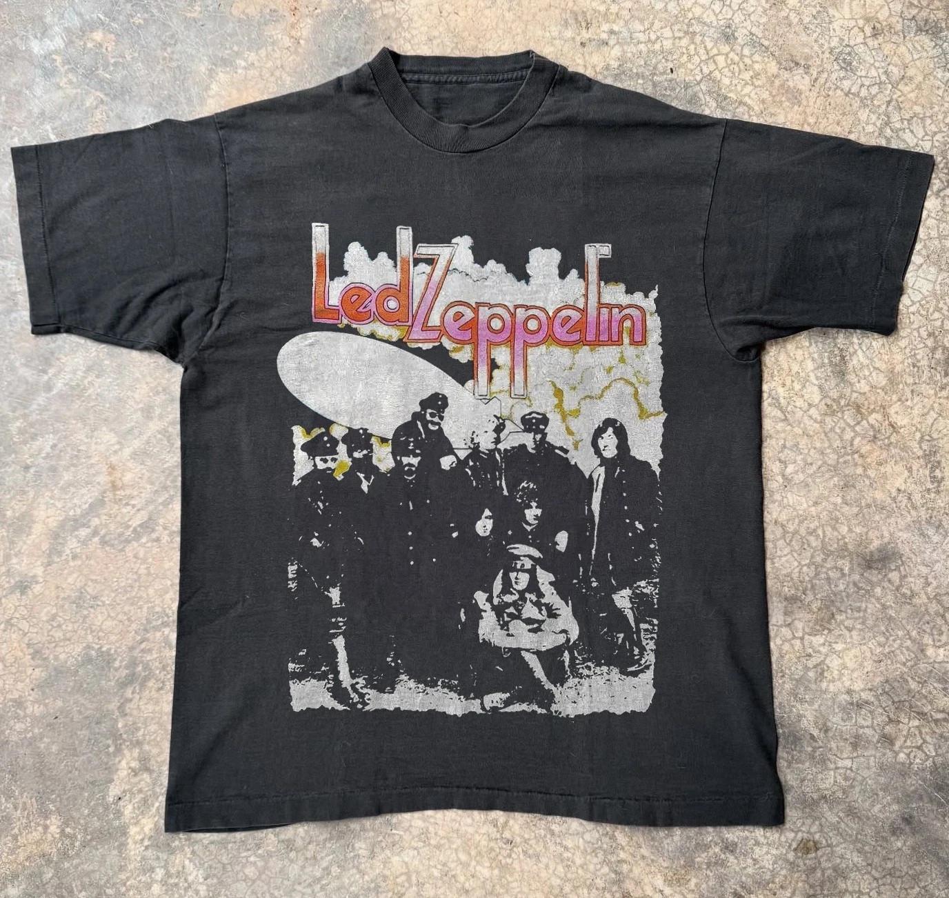 Редкий! Футболка Led Zeppelin II, Унисекс, Черная хлопковая футболка, Размер S-4XL L