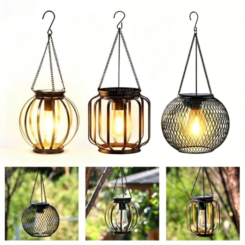 Solar Lantern Led Light Daylight Sensor Garden Lamps Lights Outdoor Waterproof Landscape Iron-art With Durable Chain Decor