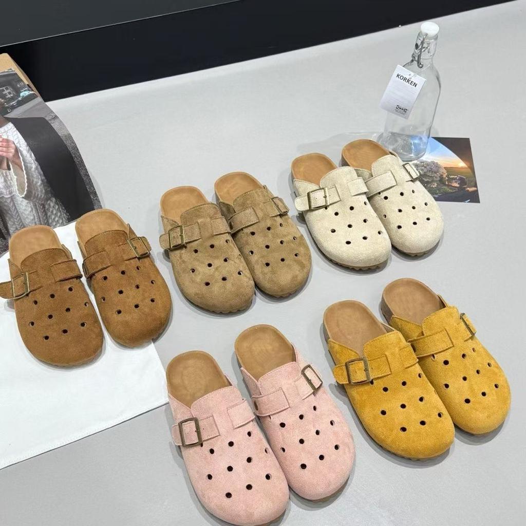 Commuting versatile Internet celebrity bag head slippers women's outer wear spring 2025 new flat-bottomed hollow lazy half-drag sandals