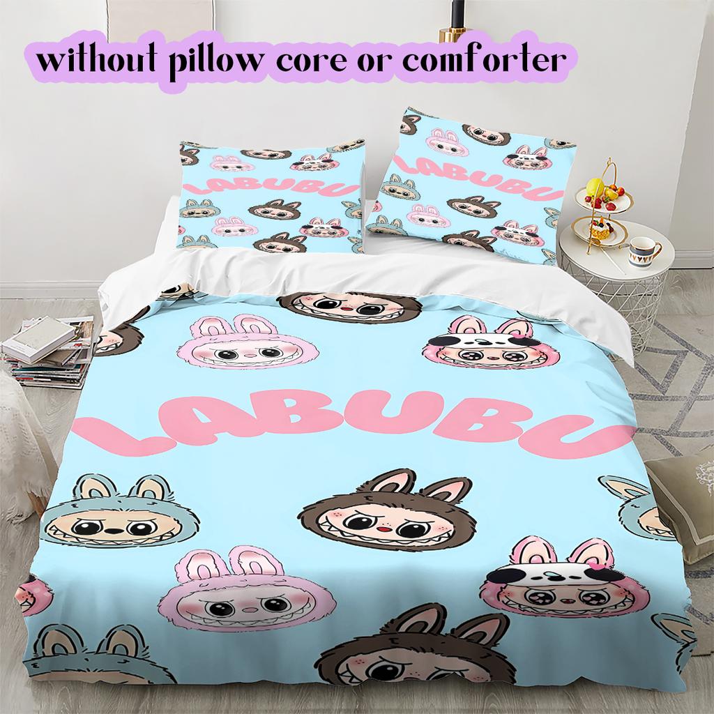 Cartoon characters Pattern Bedding Quilt Set Quilt Cover Pillowcase Home Decoration Birthday Gift (1 * duvet cover + 2 * pillowcase, without core)