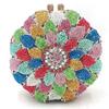 Gold/Yellow Sunflower Clutch Crystal Round Evening Bags Women Wedding Purse Bridal Bags Party Dazzling Diamond Handbags Minaudie