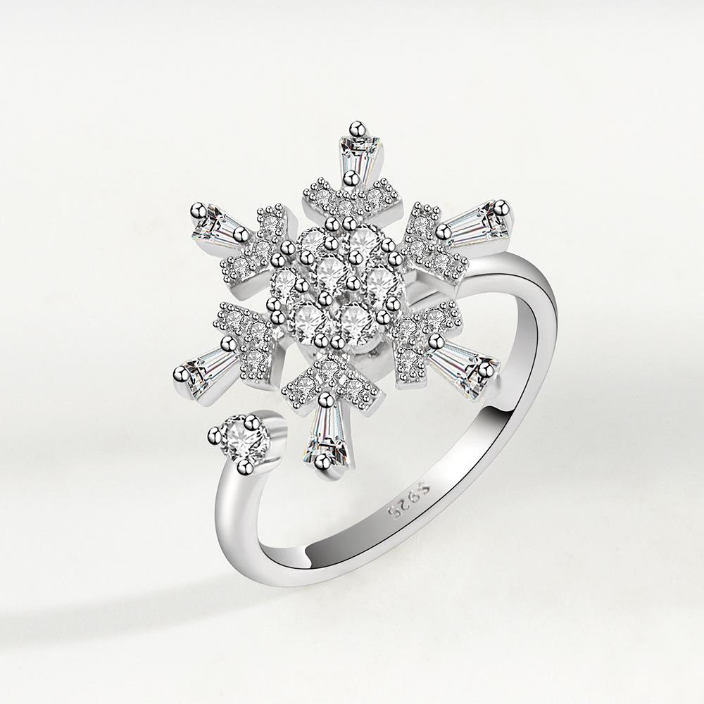 New Rotating Ring Relieves Anxiety Flower Ring Set Decompression Zircon Ring