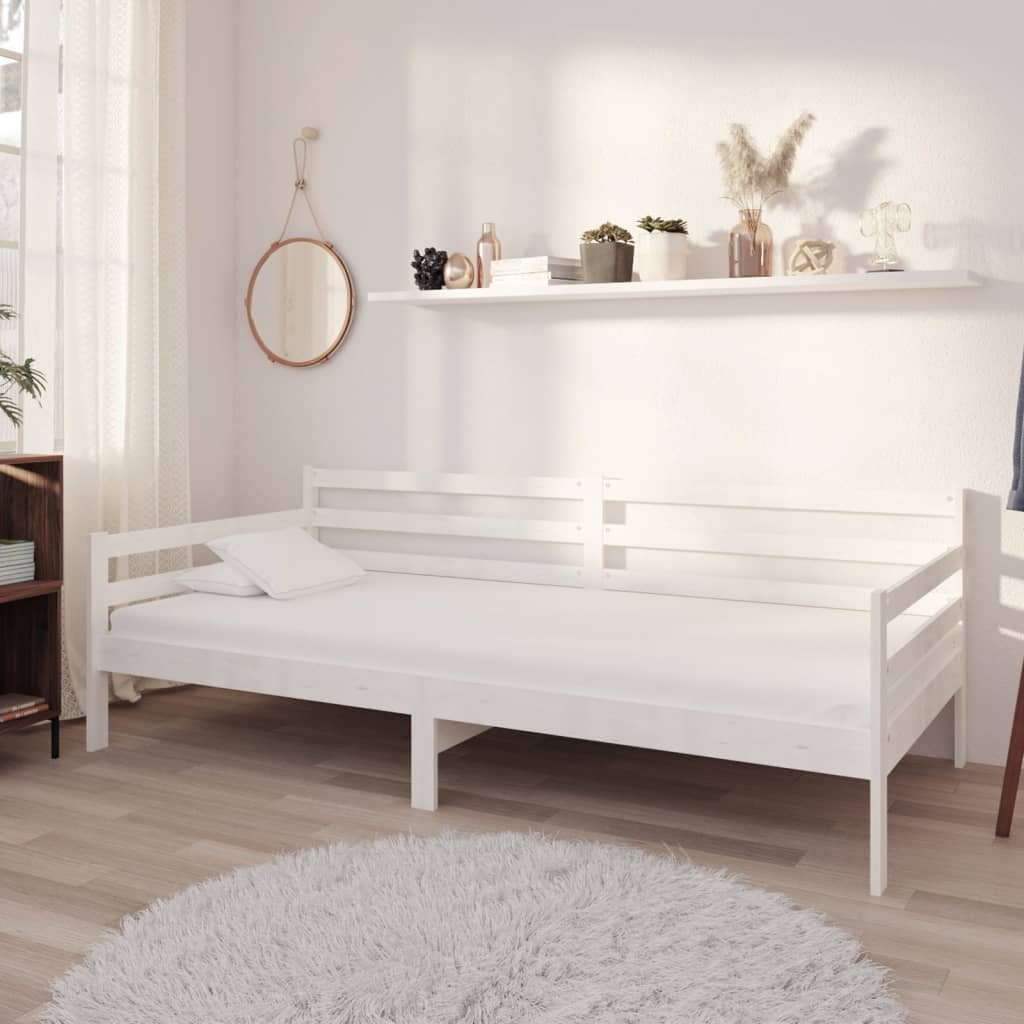 Vidaxl Daybed with Mattress, 90X200 Cm, White, Pine Wood
