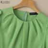 ZANZEA Women Summer Round Neck Casual Short Sleeve Dress