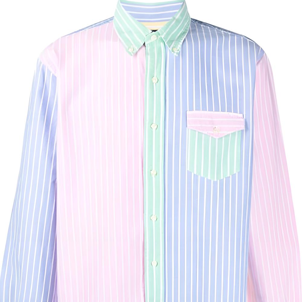 Polo Ralph Lauren FW21 Striped Color Block Long Sleeve Shirt Men Shirts Blue 710823666-001