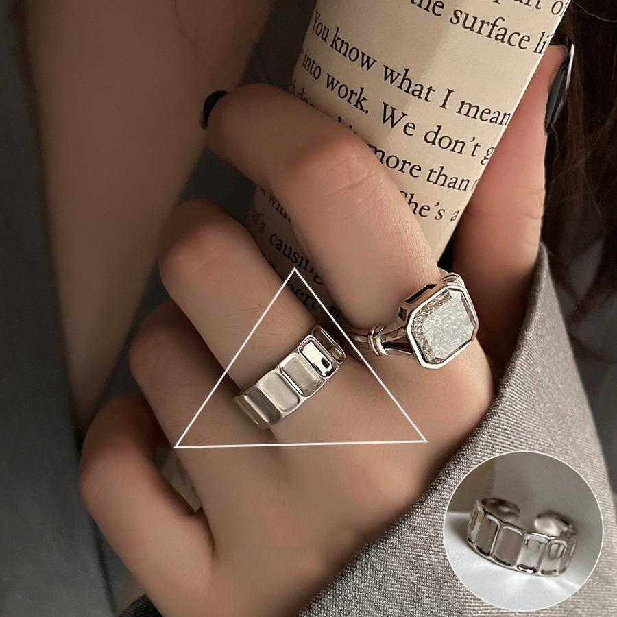 S925 Silver-Plated Creative Teardrop Ring for Women - European/American Open Design