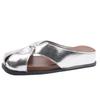 Thick Bottom Slope Heel Silver Hollow Bag Head Half Slippers Women's Summer Wear 2025 New French Temperament Roman Cool Slippers