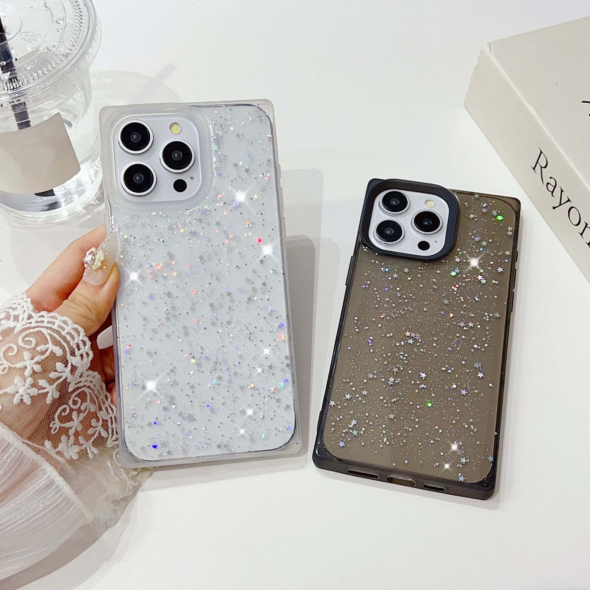 

Чохол для телефону iPhone 16 Promax Square Dropper Glitter Pink підходить для 14 Прозорий 13 Захисний чохол 12 iphone12PRO кислота зелений колір