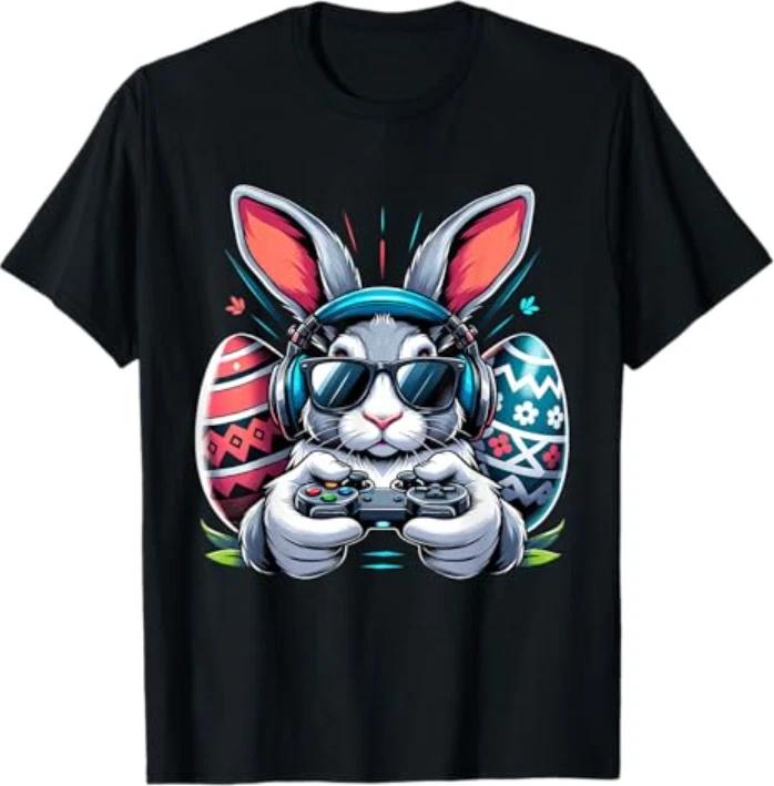 Happy Easter Day Bunny Egg Video Game Gamer T-Shirt L
