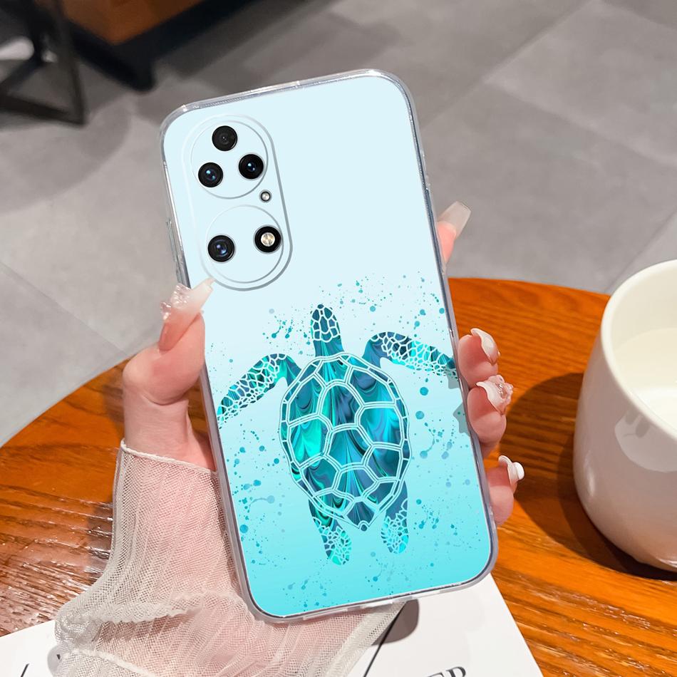 For Huawei P50 Pro P50E Phone Case Lucky Flowers Patterns Transparent Protective Funda For Huawei P 50 Soft TPU Silicone Bumper