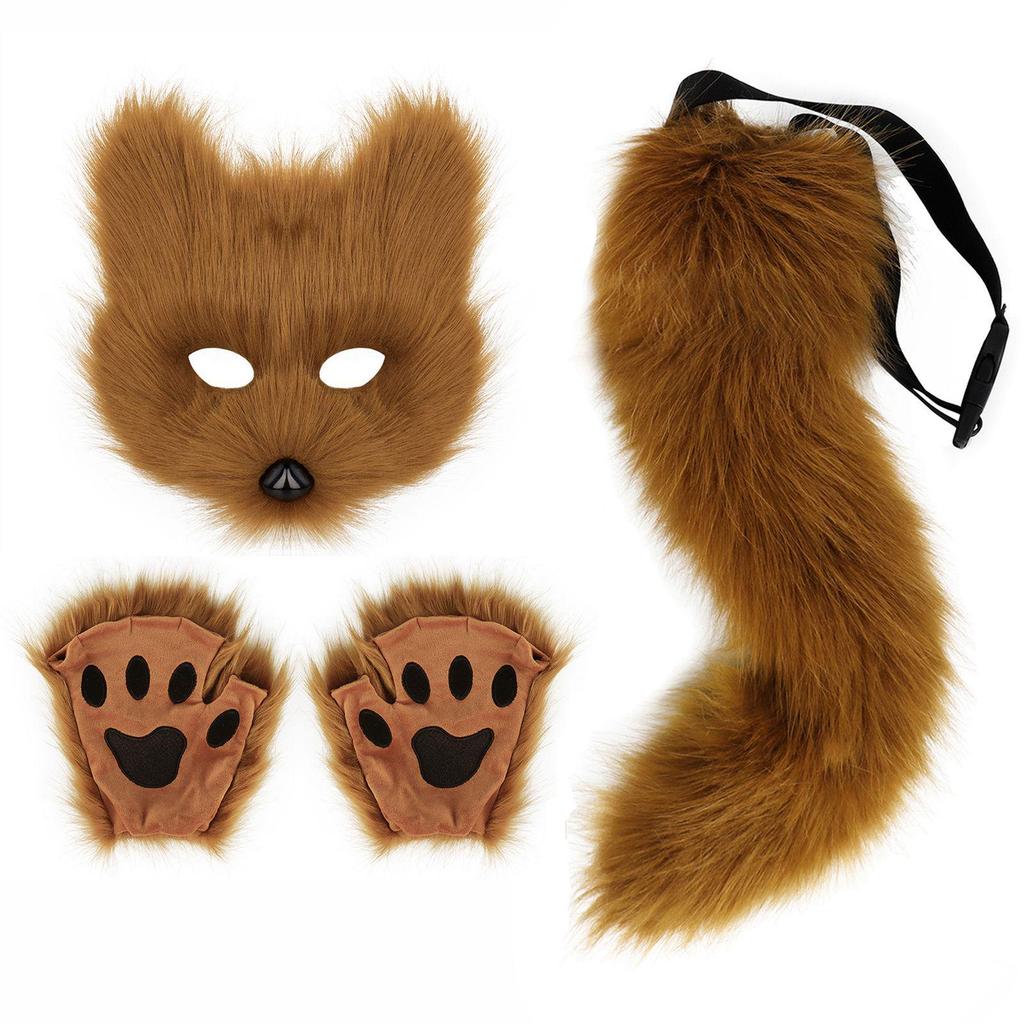 Halloween Costume Plush Fox Tail Cat Ears Orc Mask Gloves Cosplay Cosplay Cosplay Suit