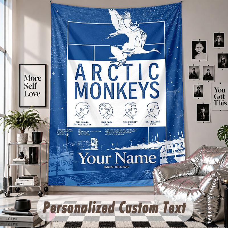Wandbehang mit individuellem Namen & Text, Arktische Affen Dekorationstapet für Schlafzimmer