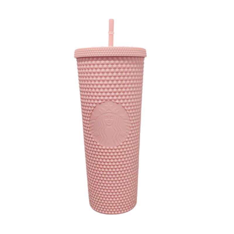 

Double Layered Plastic Straw Cup For Household Diamond Radiant Water Bottles Coffee Straw Cup Drinks Bottles Mugs 710ml