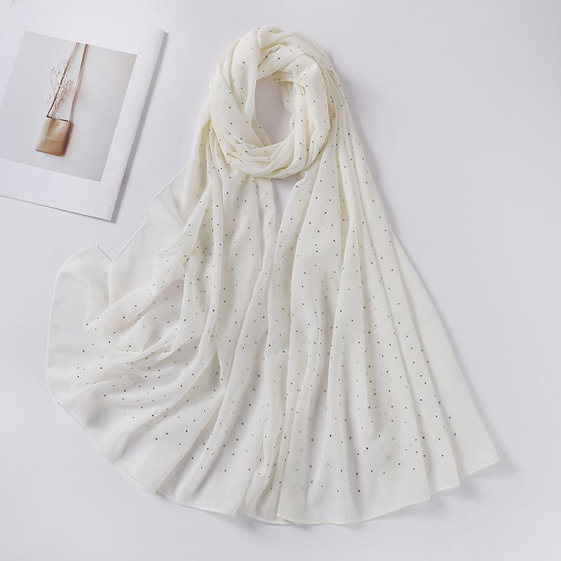 Imitation Pearls Rhinestones Scarves Shawls Women Long Scarf Neckerchief Tudung Bawal Veil Turban Bandana Muslim Hijab Headscarf