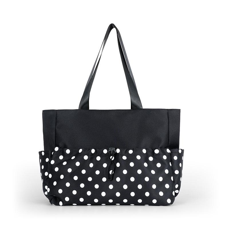 Polka Dot Large Capacity Tote Bag For Women Nylon Material Drawstring Closure Hobo Bag Underarm Shoulder Bag Lightweight Handbag