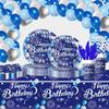 Blue Birthday Party Tablecloth Boy Diamond Glitter Party Party Disposable Paper Plate Tablecloth Set