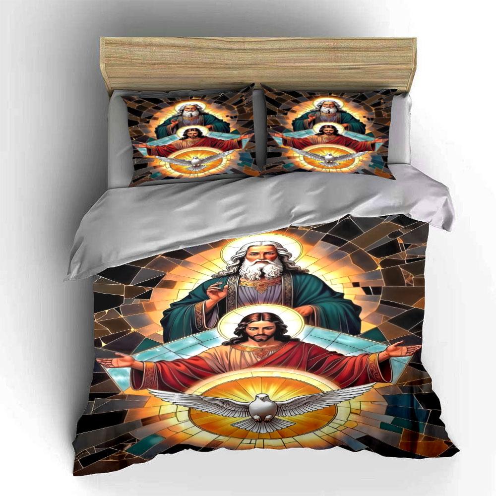 Stained glass religious depiction. Bedding sets Duvet cover sets Duvet covers Pillowcases(1*Duvet Cover 2*Pillowcases without duvet insert)
