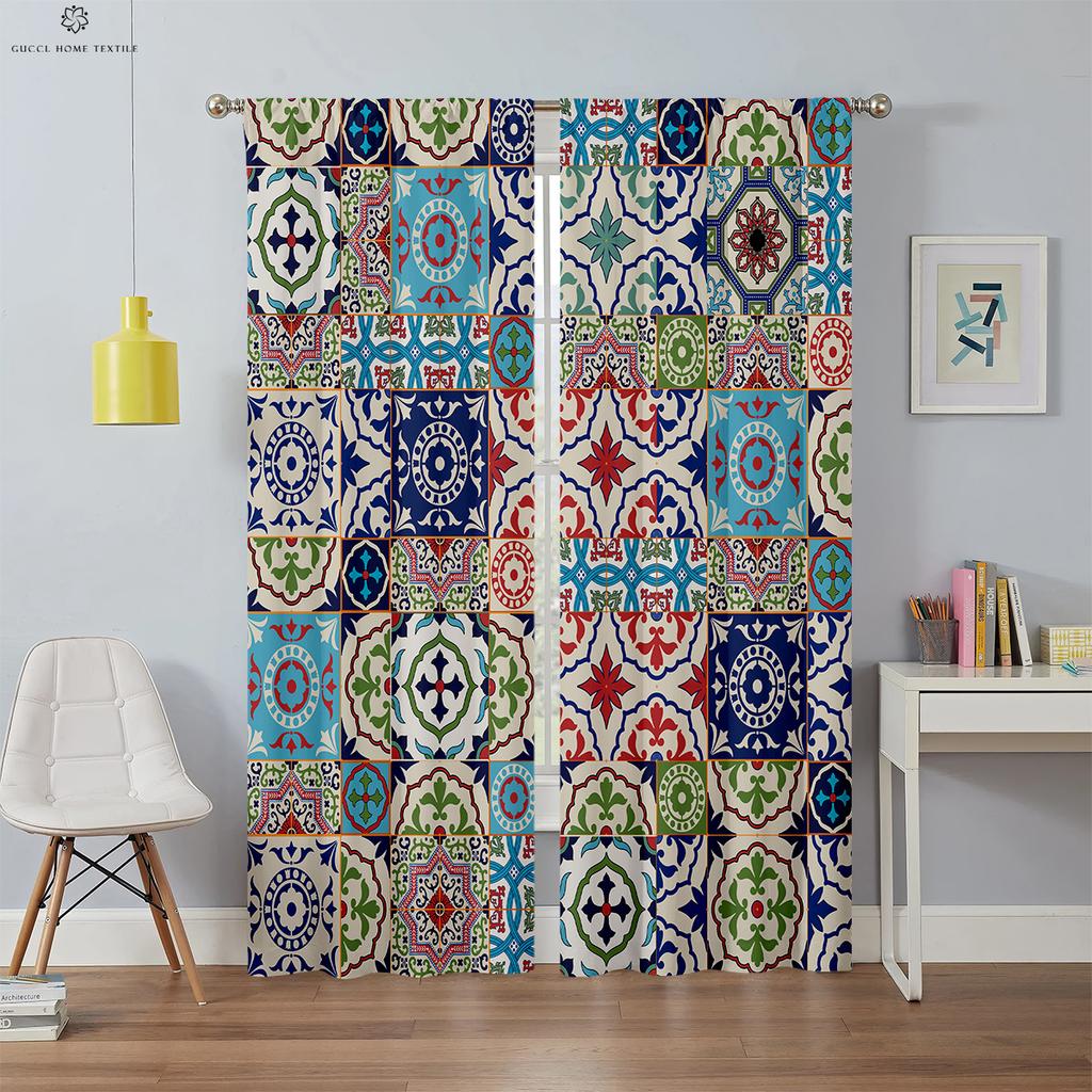 Bohemian Pattern Light blocking Curtains Heat Insulation Custom Bedroom Living Area Kitchen Area Study High Quality