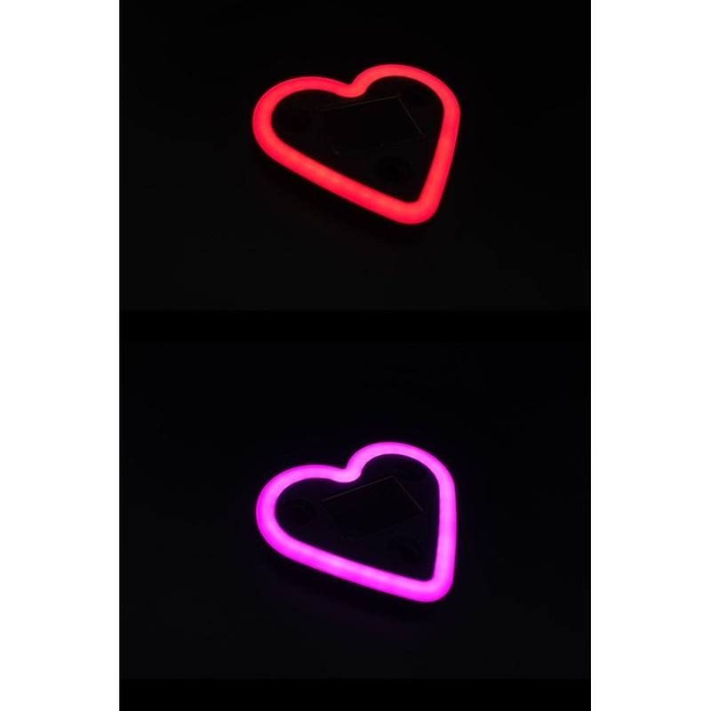 Car Window Solar Powered LED Neon Ambient Light Heart Shape with Steady Glow and Flashing Effects for Interior