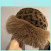 Hat Women Mongolian Thick Plush Windproof Leopard Print Hat Accessory Winter