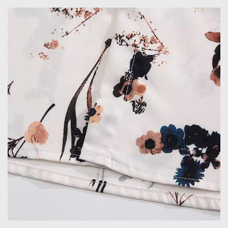 Unisex Hawaii-Blumenprint Locker geschnittenes Kurzarmhemd