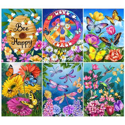 Pintura diamante 5D flor borboleta broca completa diamante bordado floral strass mosaico arte ponto cruz decoração para casa