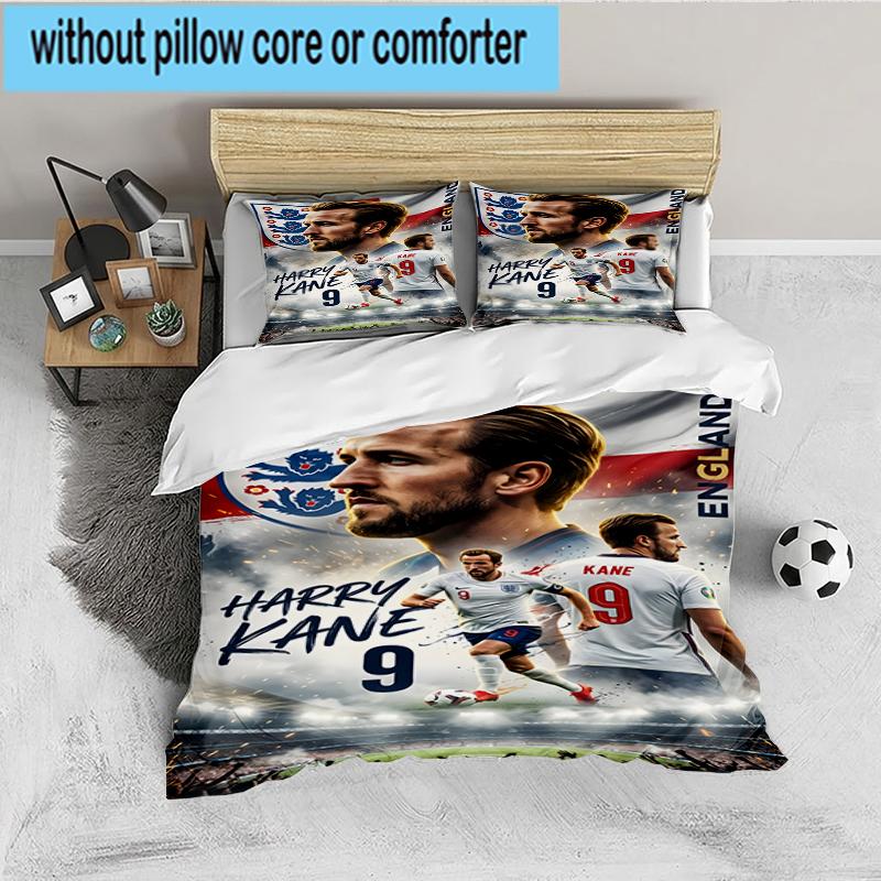 3PCS Football Player Kane Bedding set,Ideal for1pc Duvet Cover And 2pcs Pillowcases Perfect for Christmas gift,Ideal for Bedroom, Dormitory