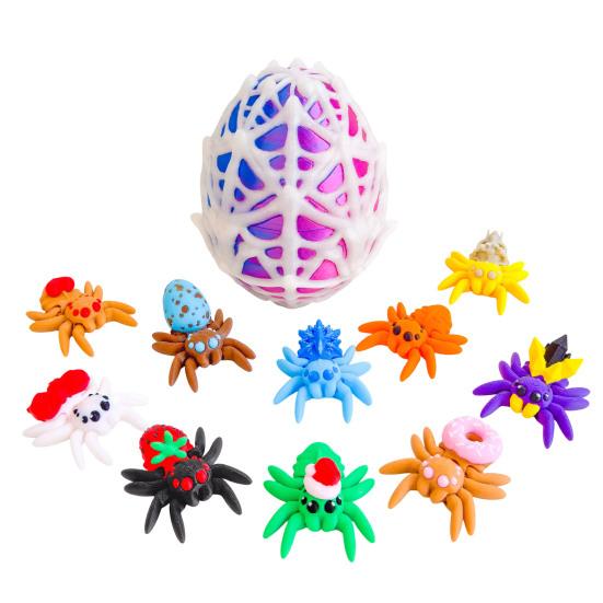 Plastic Party Gifts Halloween Spider Figurine, 3D Printed Articulated Joint with Glow Mysterious Nighttime Play Toys in Dark Eggs, Spooky Decor