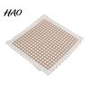 Retro Lace Chair Mat Cotton Linen Pad with Ties, Square Summer Seat Solid Wood Trim, 15.75" X Breathable Washable for Dining Office