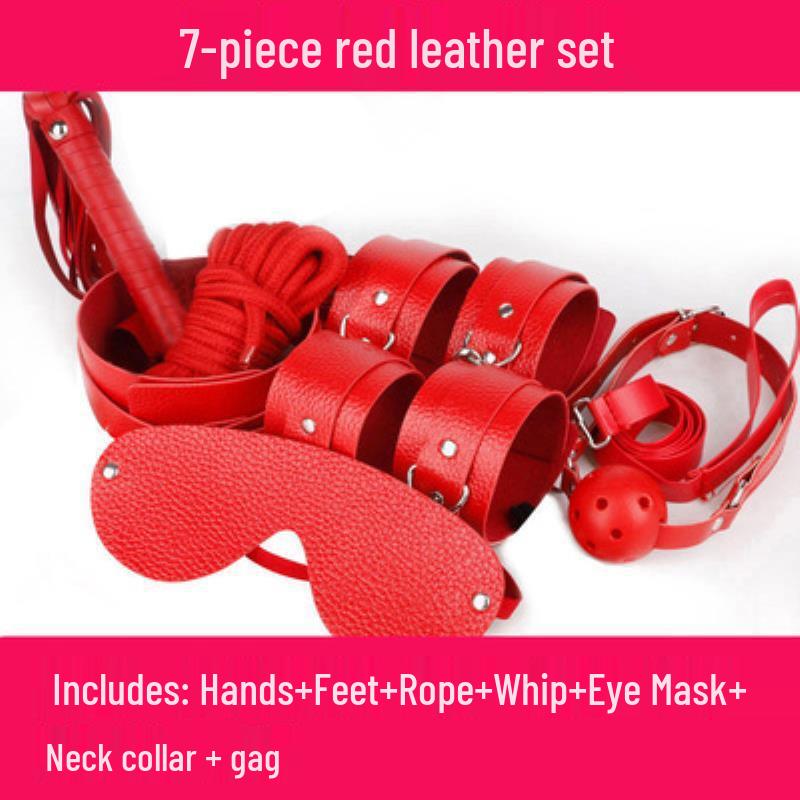 Flirty Bondage Set: Leather Handcuffs, Whip, Collar & Nipple Clamps