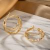 1 Pair Gold/Silver Hoop Earrings for Women, Chunky Triple Split Hoop Earrings, Multi Hoop Statement