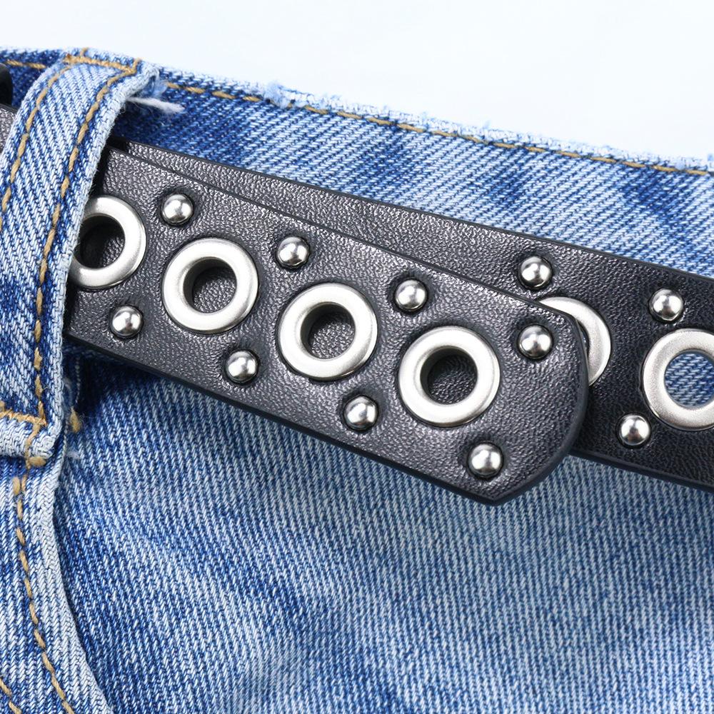 Hollow Belt Women'S Decorative Jeans Belt Punk Simple Blue Pin Buckle Belt