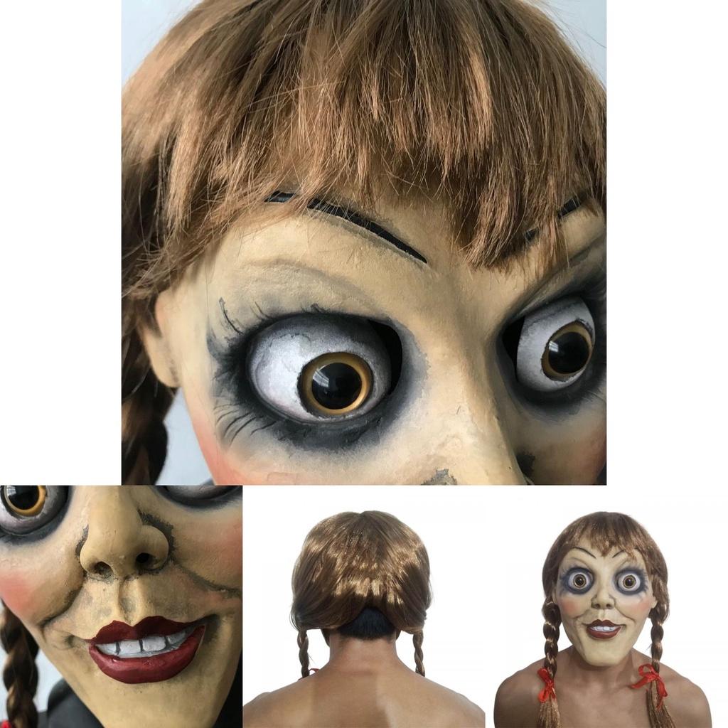 Annabelle Halloween Maske Terror Latex Cosplay Kopfbedeckung Requisiten Gruseliges Kostüm