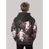 3D Digital Printed Dark Poker Red Rose Black Cat Pattern Hooded Sweatshirt, Fashionable and Trendy Children's Casual Clothing