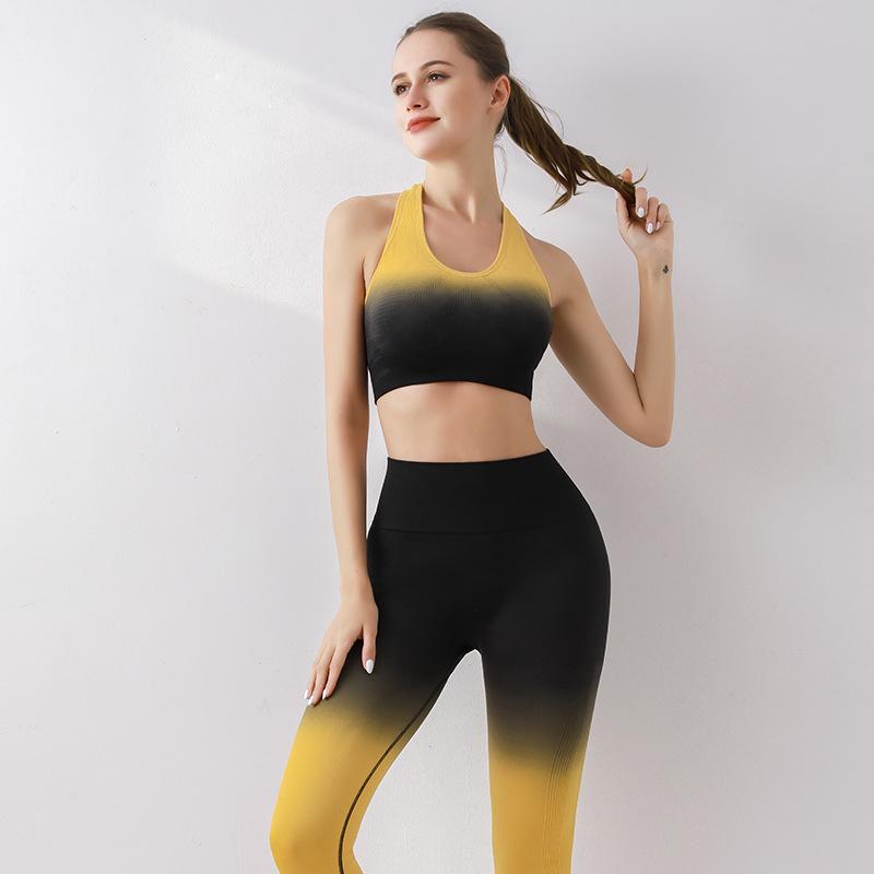 Summer Gradient High-Waist Yoga Leggings: Butt-Lifting, Tight-Fit Sports Training Pants
