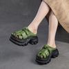 Fashion GKTINOO Retro Height Increasing Genuine Leather Slippers 2025 Summer New Hollow-out Lightweight Women's Platform Shoes