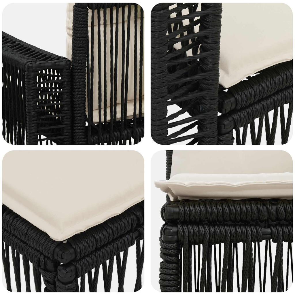 Garden Sofa Set 8 Pcs Black and Cream White Poly Rattan
