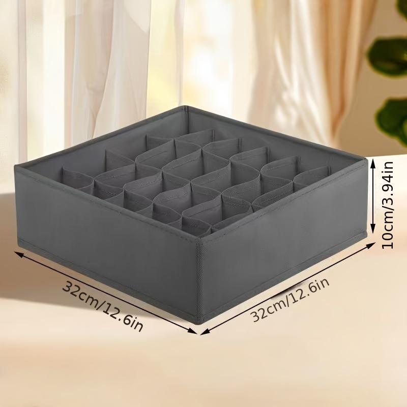 

Тканевый органайзер с 24 отделениями для нижнего белья, носков и галстуков - Складная коробка для хранения в шкафу с креплением на распорках серый