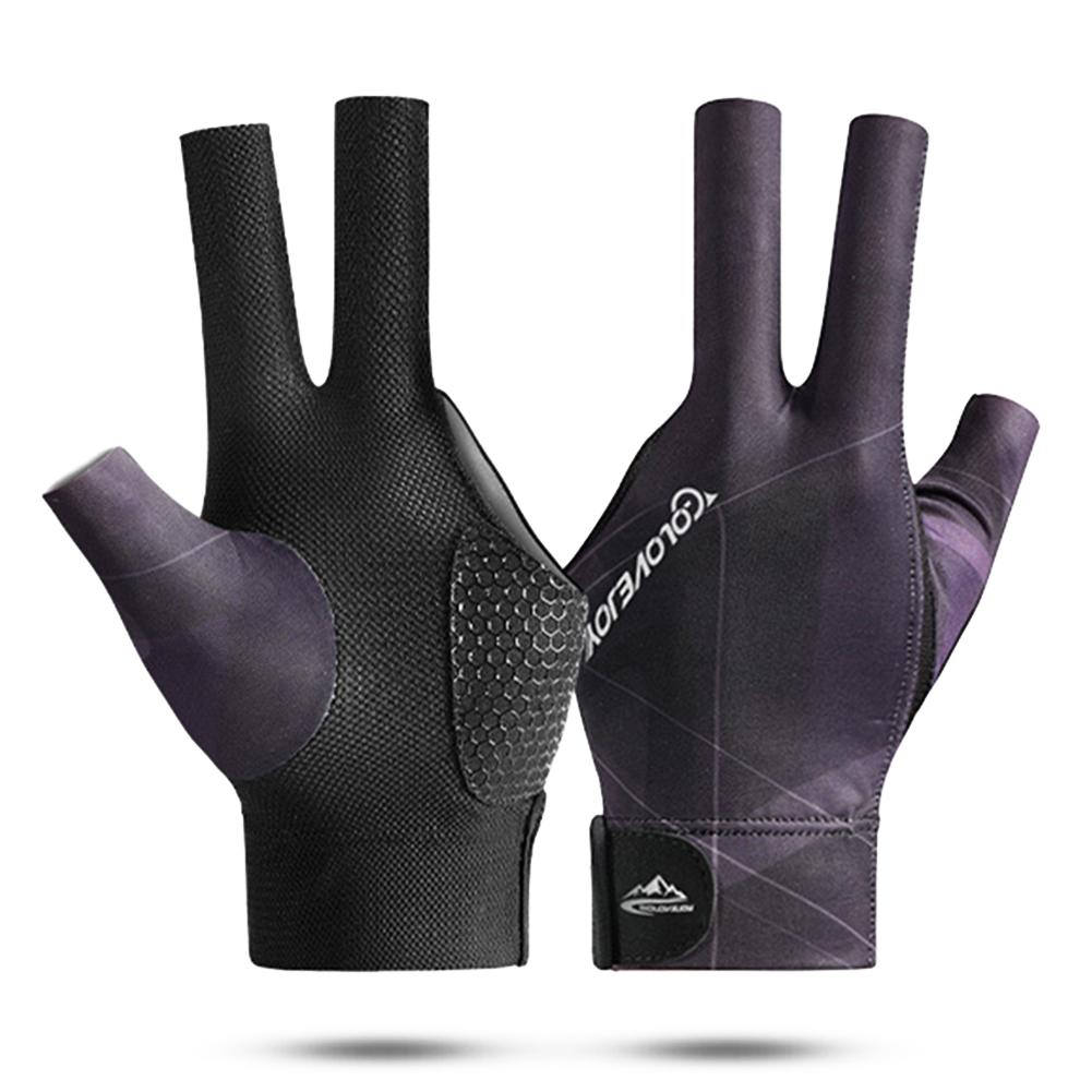 Open Finger Billiard Gloves Antiskid Polyester Snooker Billiards Gloves Adjustable Sticker Smooth Soft Portable Amateur Training