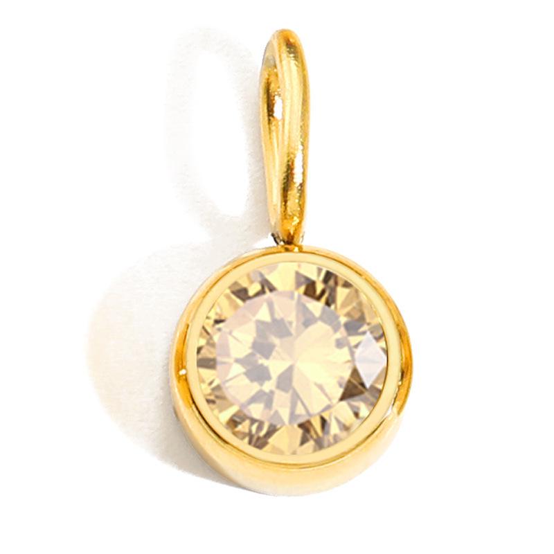8mm Stainless Steel Pendant with Twelve Birthstone Rhinestone Charms for DIY Jewelry Steel Color