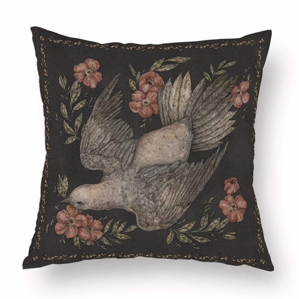 Flower Fox Pillowcase Cushion Animal skull Print Sofa Soft Pillowcase Retro Living Room Bedroom Home Decor Pillowcase