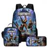 3Pcs Set Kids School Backpack With Lunch Bag & Pencil Bag,Cartoon Fortnite School Bags For Age 5-10,Lightweight For Boys Girls