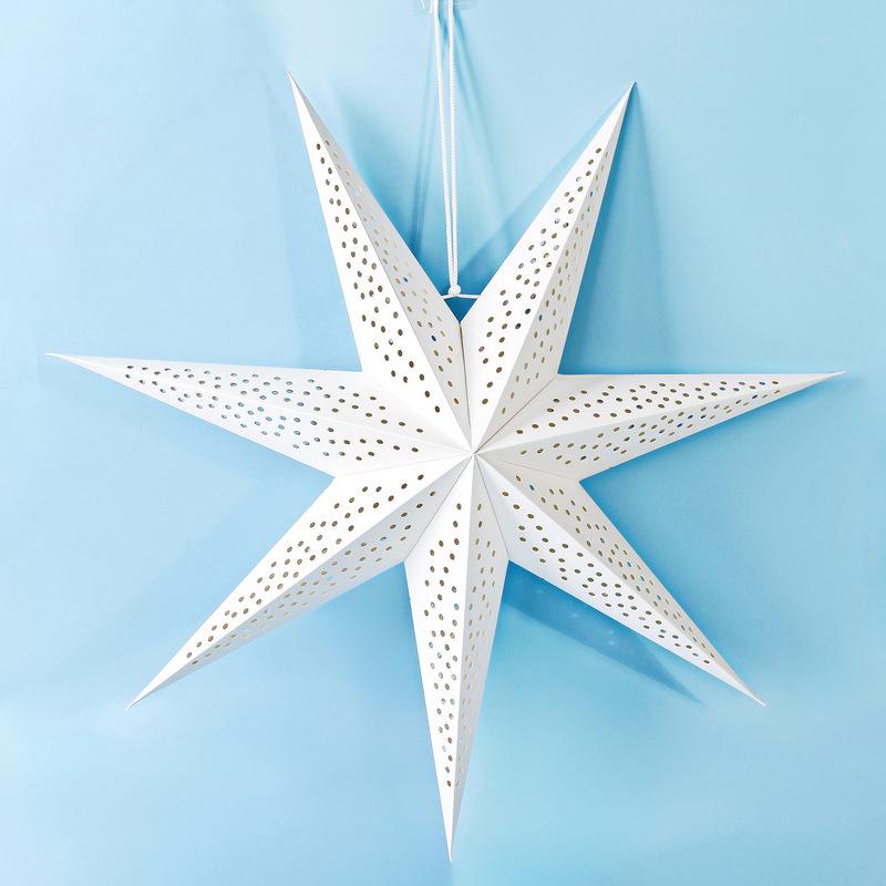 White Hollow Paper Star Lampshade - Christmas, Wedding, and Party Decoration.