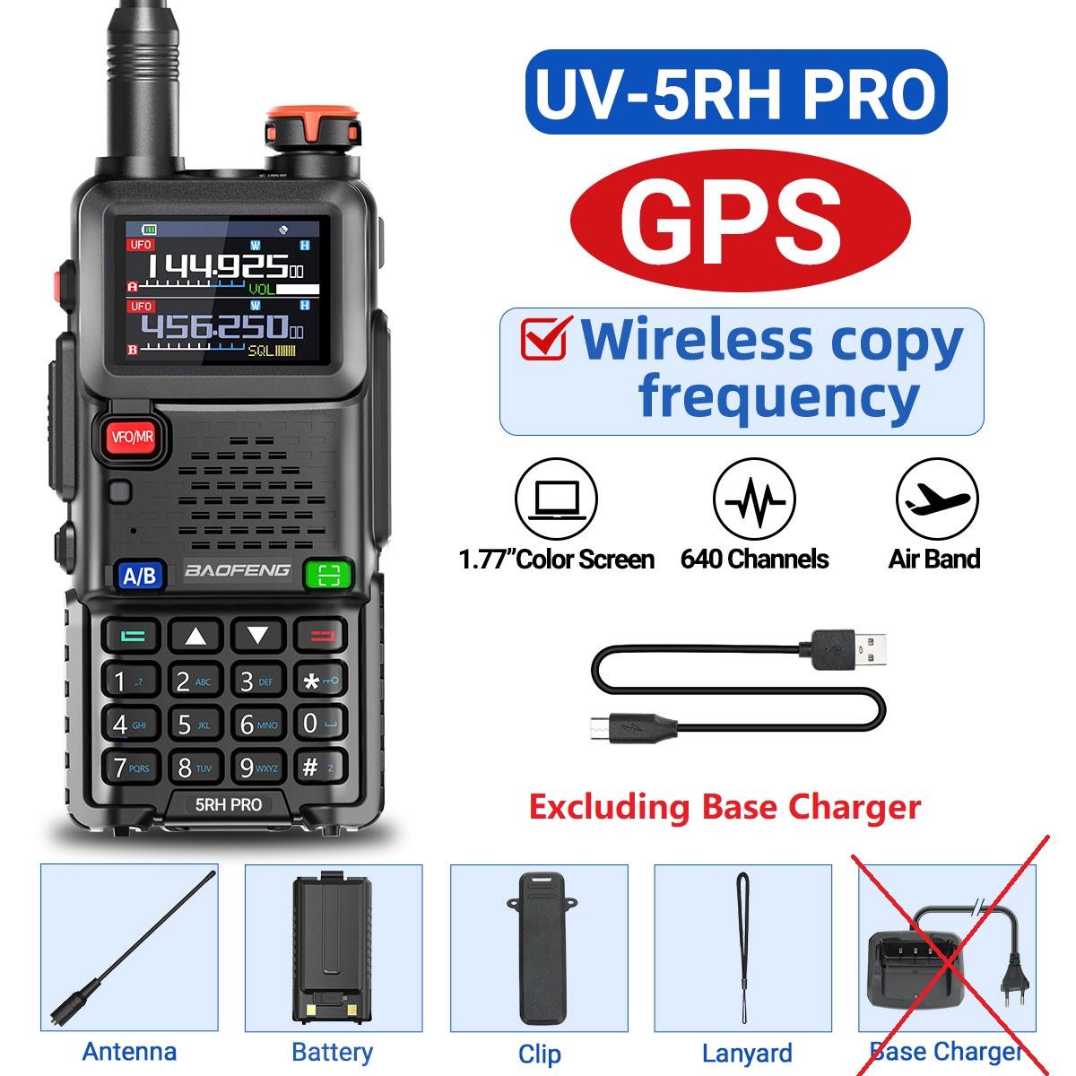Baofeng UV-5RH PRO GPS Walkie Talkie Multi Band Draadloos Kopiëren Frequentie Type-C Oplader Upgrade UV-5R UV 17 Pro Gps Amateurradio EURO