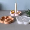 Floral Silicone Candle Holder Tray Food Grade Safe Flexible Long Candle Tray For Home Decor Party Centerpiece