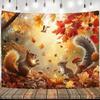 1 Tranquil Autumn Forest Hideaway Background Banner - Vibrant Autumn Scene of Fallen Leaves  Squirrels  Mushrooms and Chestnuts