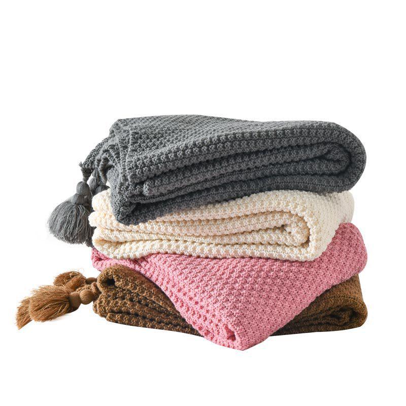 Cross-Border Knitted Lightweight Shawl: Cozy Autumn/Winter Blanket for Office, Airplane & Leisure