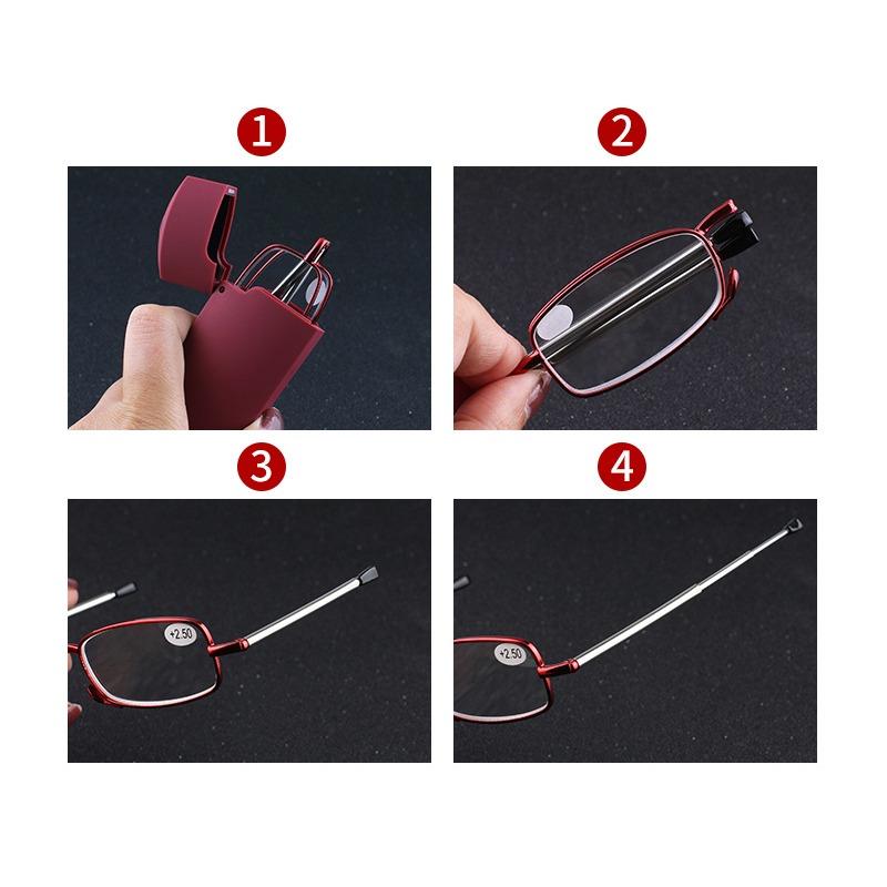 Faltbare Lesebrille Einziehbare Tragbare Alterssichtigkeit Brille Herren Lesebrille mit Brillenetui Unisex HD Brille